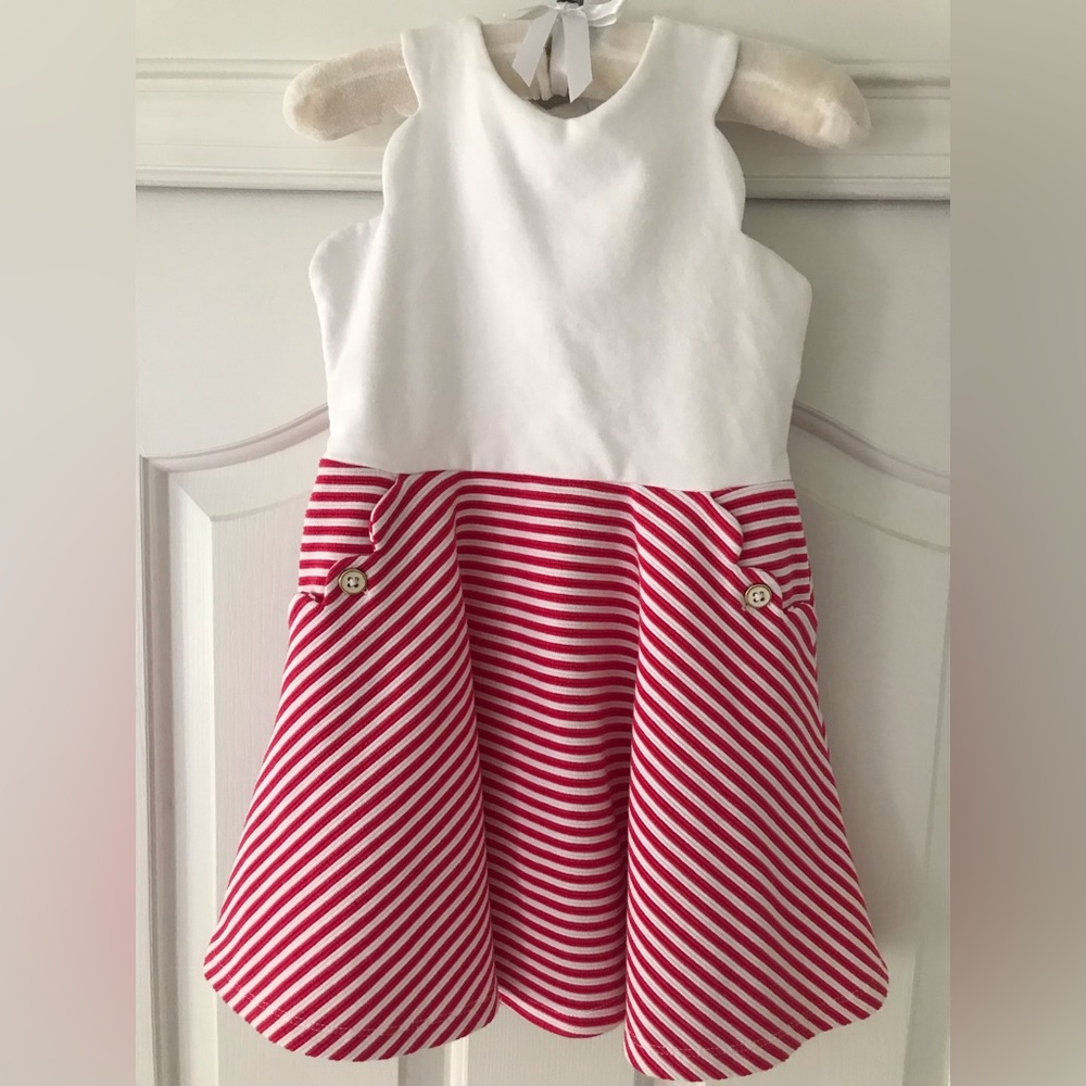 Janie and Jack girls pink and white dress size 3